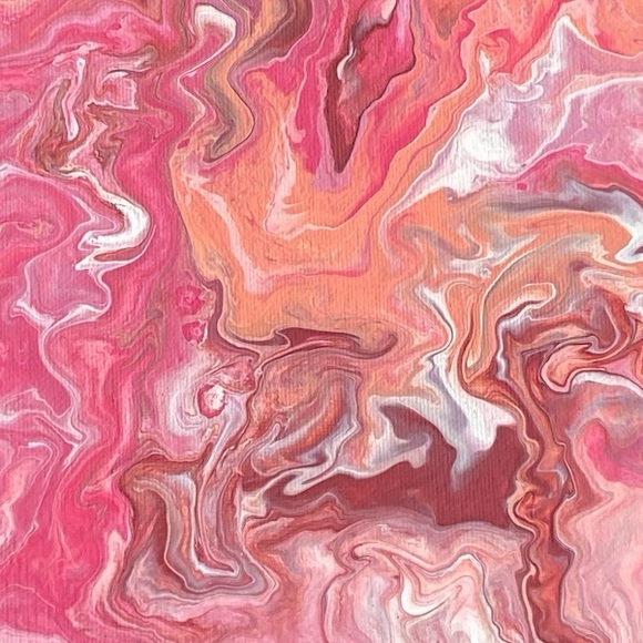 Pink Coral Fluid Art Painting Canvas Board 10x10 Handcrafted by Svetlana Yeung - Picture 9 of 14